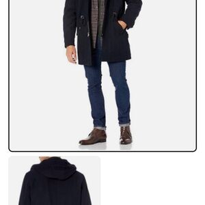 Cole Haan Men's Navy Hooded Trench Coat